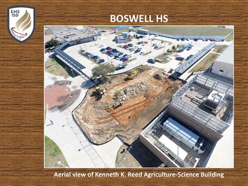 Boswell High School, ariel view of Kenneth K. Reed Agriculture-Science Building. One photo of site.